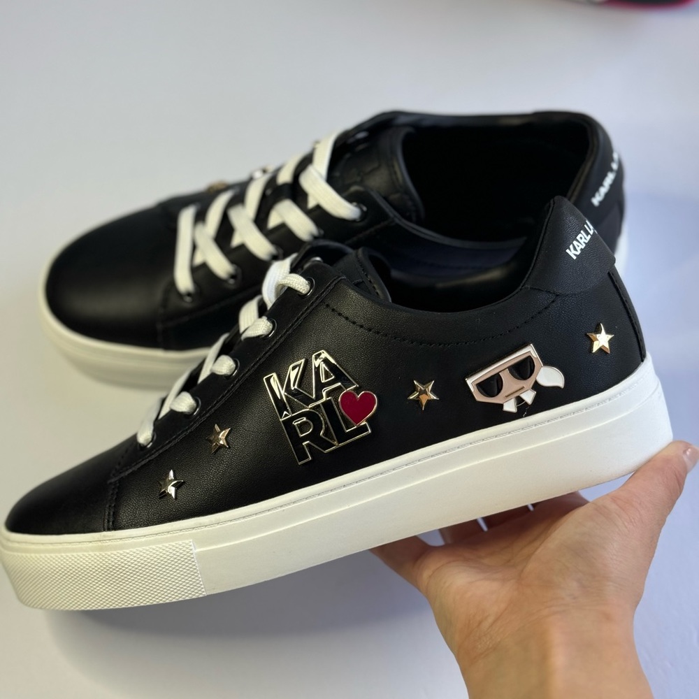 Karl Lagerfeld Paris Womens Cate Pins White Casual Fashion Sneakers Shoes Size 8
